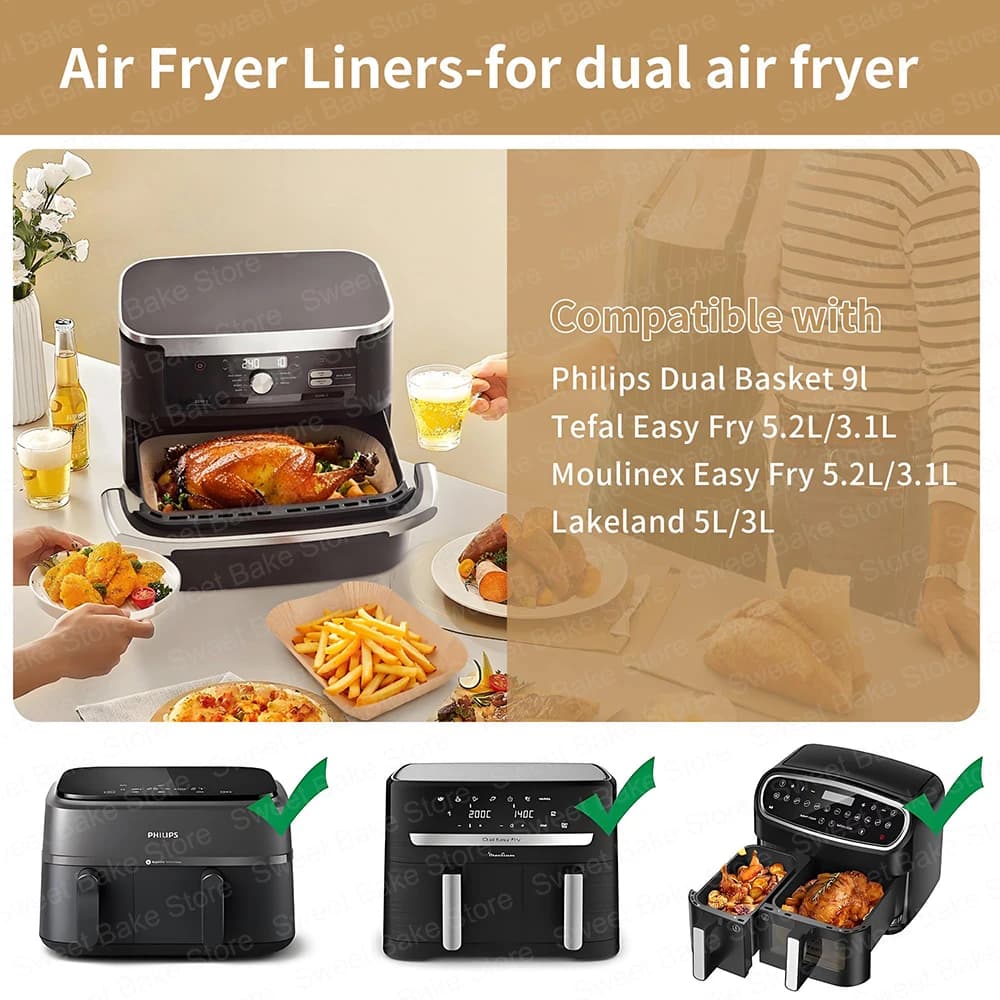 Papier de cuisson jetable pour friteuse à air Philips Airfryer série 3000 Moulinex EZ 901820 Accessoires pour friteuse à air 5,2/3,1 L