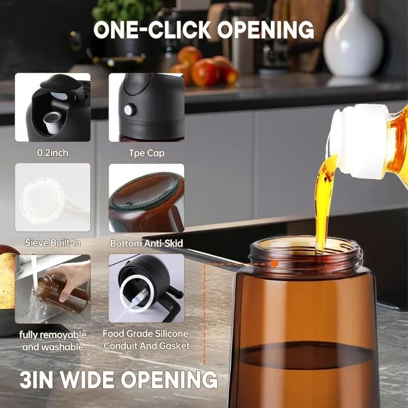 Distributeur d'huile d'olive 2-en-1 de 470 ml/16 oz – Pulvérisateur et verseur en verre pour la cuisson