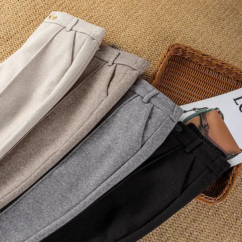 Pantalon en laine pour femmes, Style ample, décontracté, robe de rue, pantalon large, jogging en velours côtelé, laine