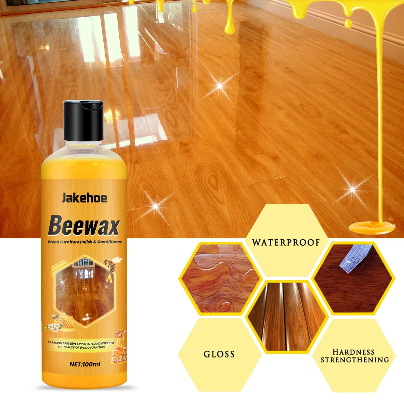 Nettoyant et vernis pour sols en bois – Élimine les taches, restaure la brillance, protège les surfaces, sans danger pour la plupart des sols en bois dur, facile à utiliser