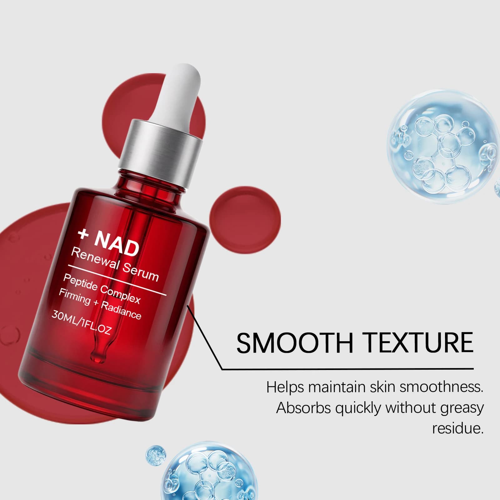 Sérum liftant au peptide NAD+ anti-âge, réduit les ridules, améliore l'élasticité de la peau, resserre les pores, éclaircit et illumine le visage.