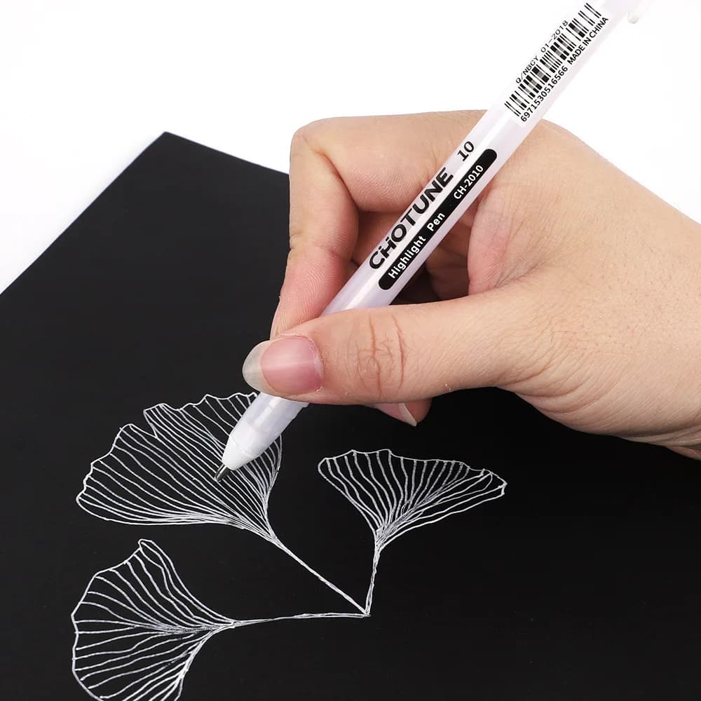 Stylos gel en rouleau Gelly, marqueur à surbrillance blanche pour la journalisation, le dessin d'art, l'encre blanche classique, la pointe assortie, le gras fin et moyen, 3 pièces