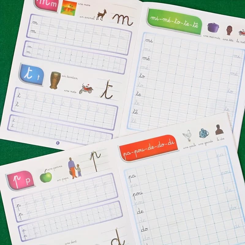 Cahier de pratique du français pour vous aider à apprendre les lettres et les courtes phrases en français. Cahier d'exercices