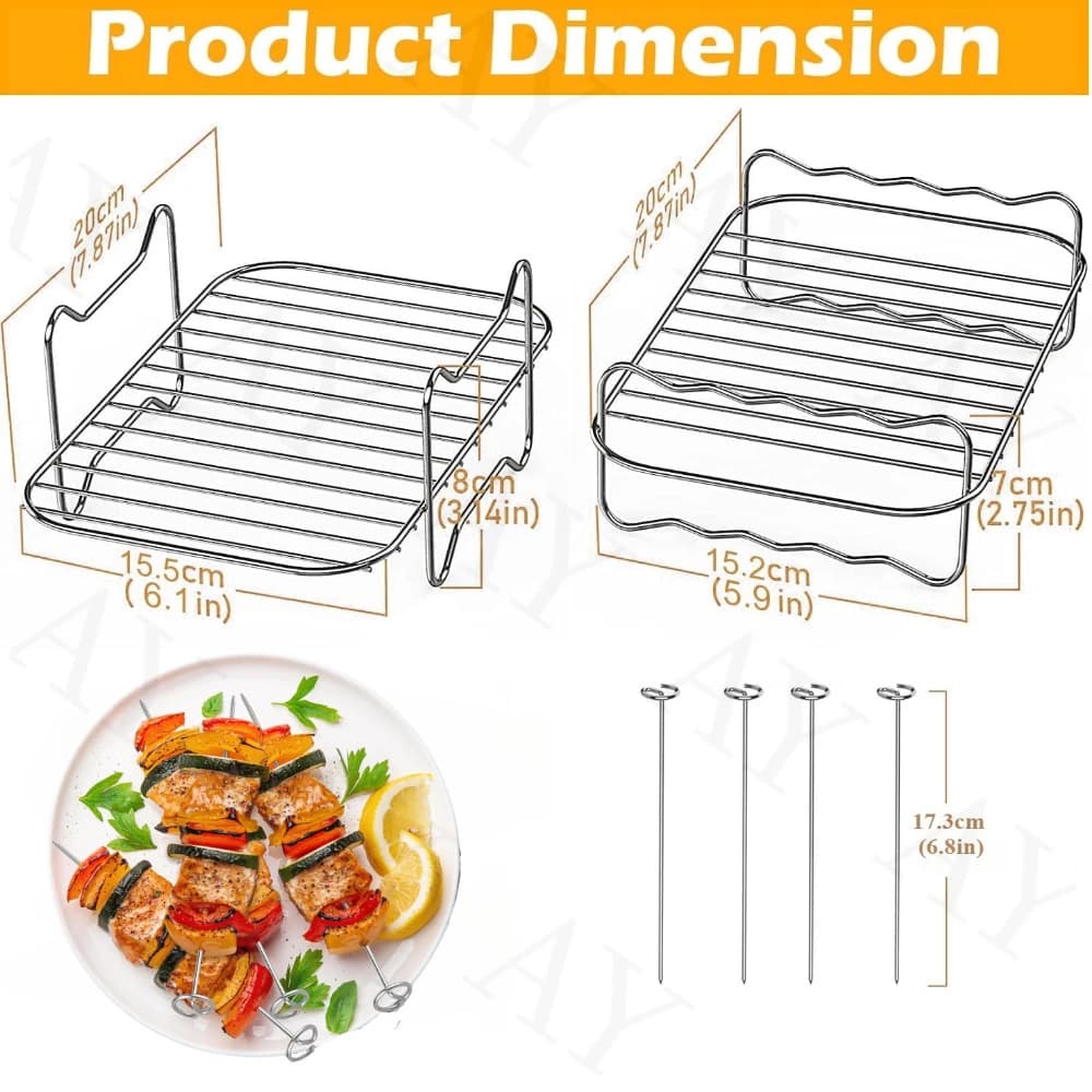 (Grande taille) 2 supports pour friteuse à air, spécialement conçus pour Ninja AF400/AF451 9.5L et DZ401/DZ550 10QT, en acier inoxydable, simple couche