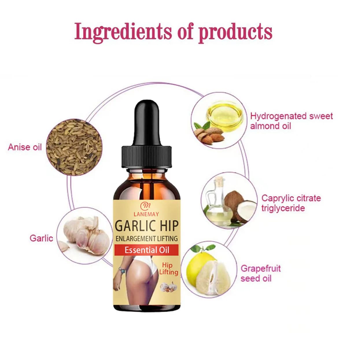 Huile essentielle d'ail, levage des hanches et resserrement des hanches