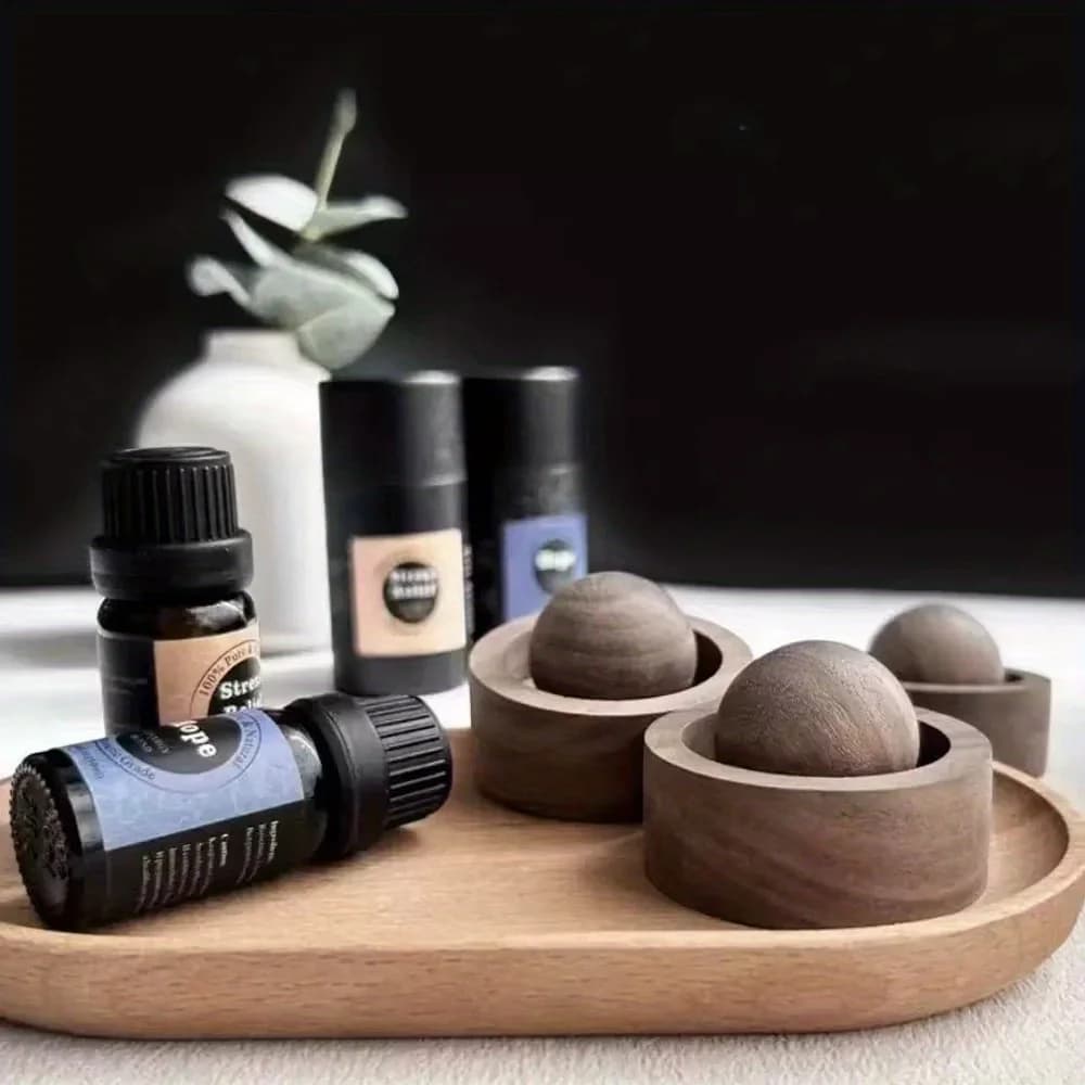 Ensemble de diffuseur d'aromathérapie en bois naturel avec bouteilles d'huile essentielle – Améliorez votre espace avec des parfums apaisants
