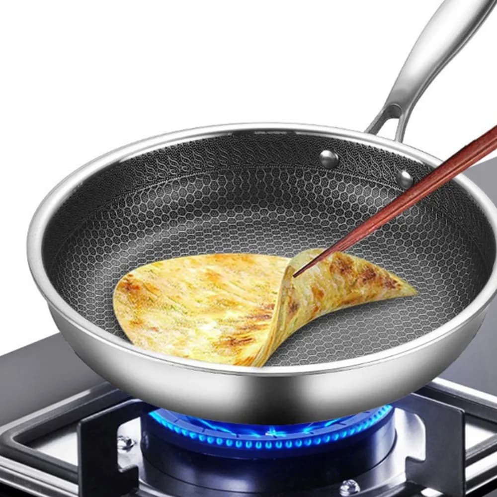 Poêle à frire antiadhésive en nid d'abeille en acier inoxydable, poêle à Wok de cuisine facile à nettoyer, adaptée au Steak aux œufs frits