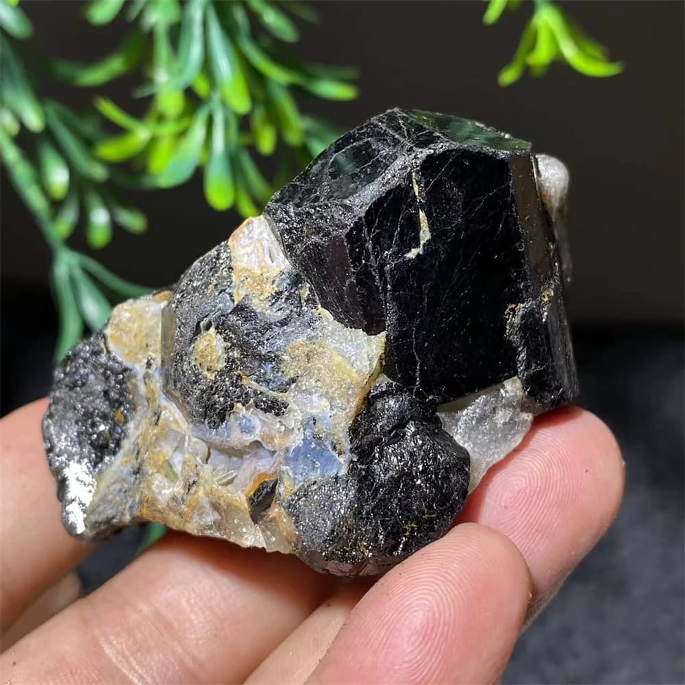 Tourmaline noire cristal Quartz naturel, charbon Wicca napSpecimen brut guérison décoration de la maison géode roche grappe pierres précieuses