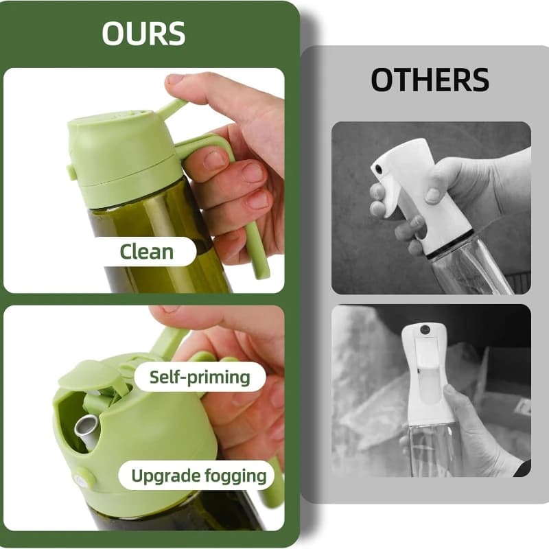 Distributeur d'huile d'olive en plastique pour accessoires de cuisine, accessoires pour friteuse à air, pulvérisateur d'huile d'olive, anti-reflet vert foncé