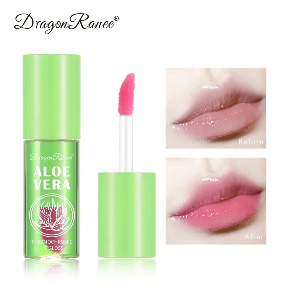 Baume à lèvres hydratant à l'aloe vera changeant de couleur, gloss naturel à l'aloe vera, gloss à lèvres changeant de couleur selon la température, soin nourrissant pour les lèvres