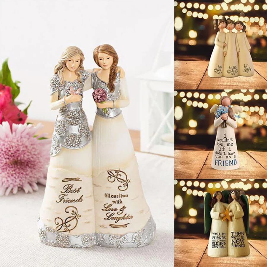 Statuette en résine Trois Sœurs, Grande, Moyenne et Petite Sœur, pour Décoration de Table à Domicile, Cadeau de Sœur, Décoration de Table sur le thème de la Fraternité