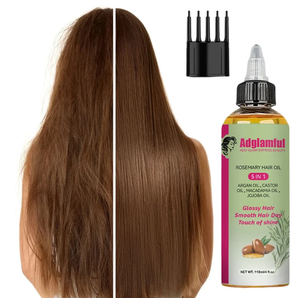 Huile capillaire au romarin 5 en 1 118 ml – Lisse les frisottis, augmente la brillance et l'hydratation, légère à absorption rapide