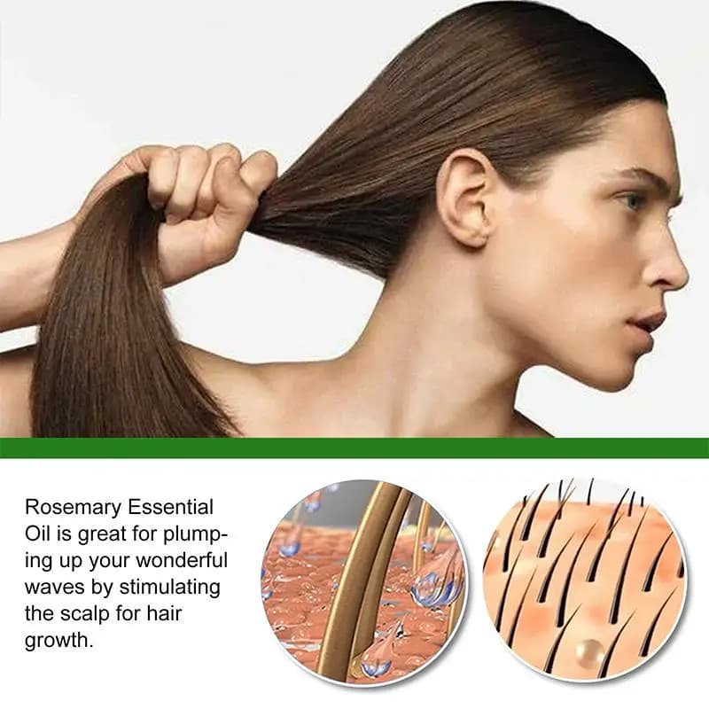 Huile essentielle de romarin pour la croissance des cheveux, anti-frisottis, sérum pour cheveux lisses, anti-chute de cheveux, beauté
