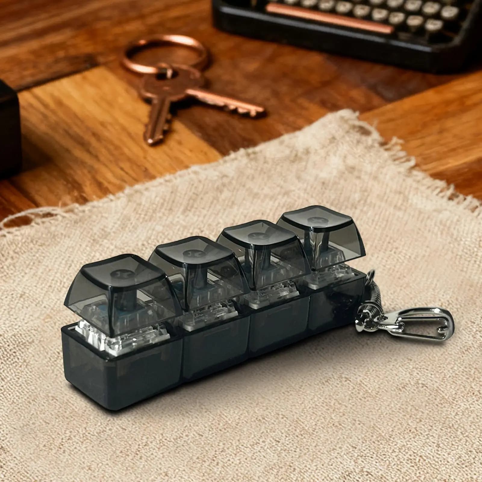 Clavier à 4 touches relaxant, jouet anti-stress, gadget de décompression, bouton de clavier, porte-clés fidget pour adultes
