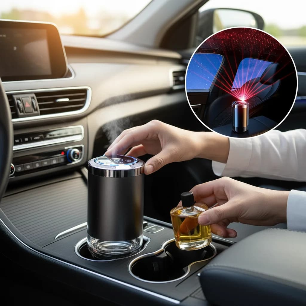 Diffuseur d'aromathérapie pour voiture, pulvérisateur de parfum électronique intelligent, machine à parfum automatique, décoration intérieure de véhicule, cadeau, dropshipping