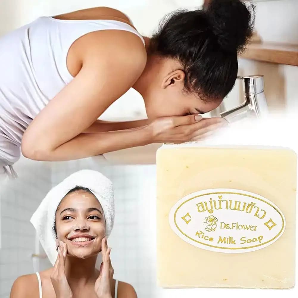 Savon au Lait de Riz Original en Gros, Savon Artisanal au Lait de Riz Hydratant et Contrôle du Sébum pour le Corps et le Visage, 1/2/3 PIÈCES