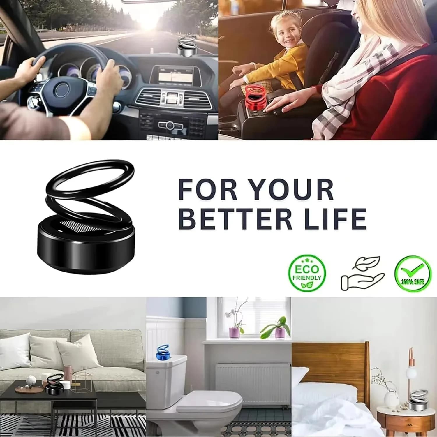 Diffuseur de sexuellement Solaire Rotatif pour Voiture, Désodorisant à Double Anneau, Aromathérapie, Accessoires d'Nik