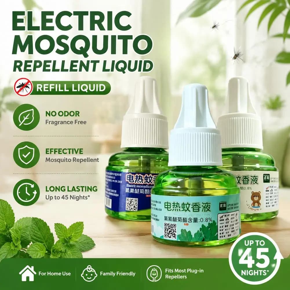 Liquide Répulsif Moustiques Électrique, Recharge Liquide Répulsive Inodore pour la Maison, 1 pièce, Anti-Moustiques et Nuisibles