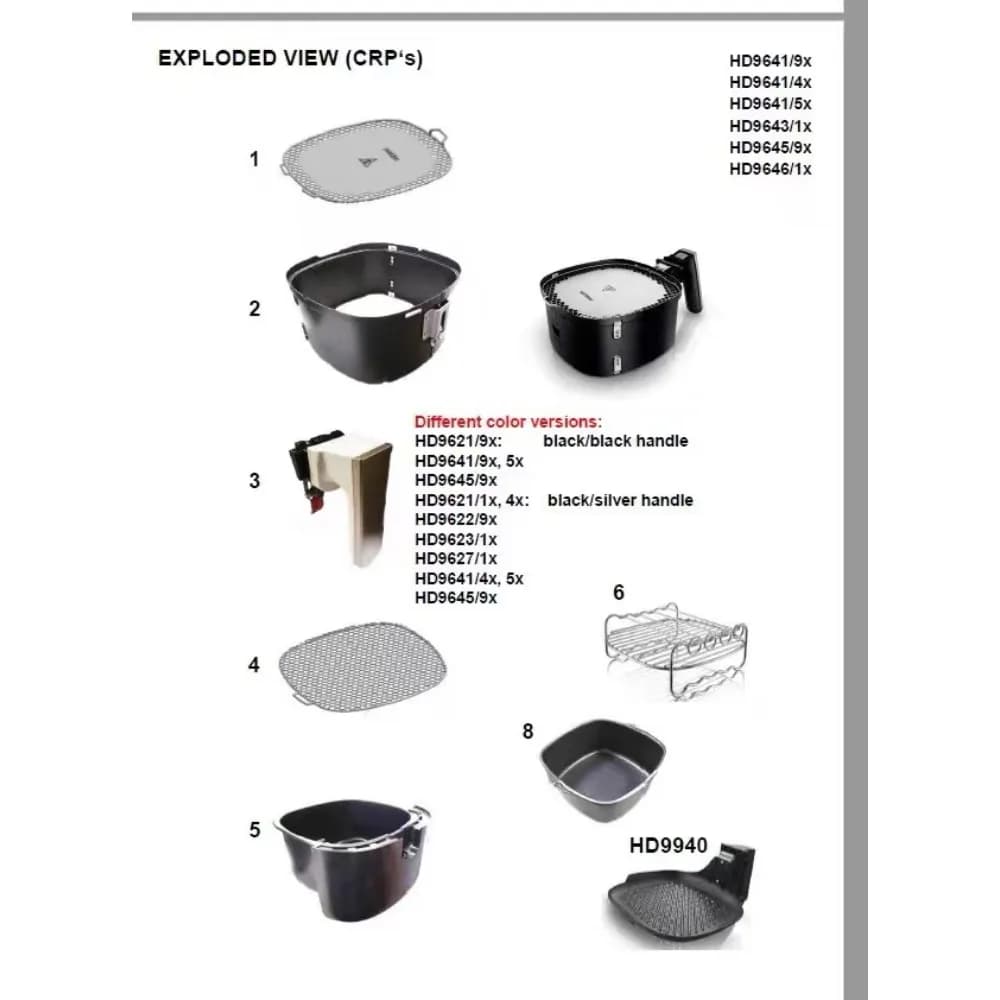 Pour friteuse à Air Philips HD9621 HD9620 HD9640 HD9627 HD9645 HD9647 42 accessoires de carter d'huile