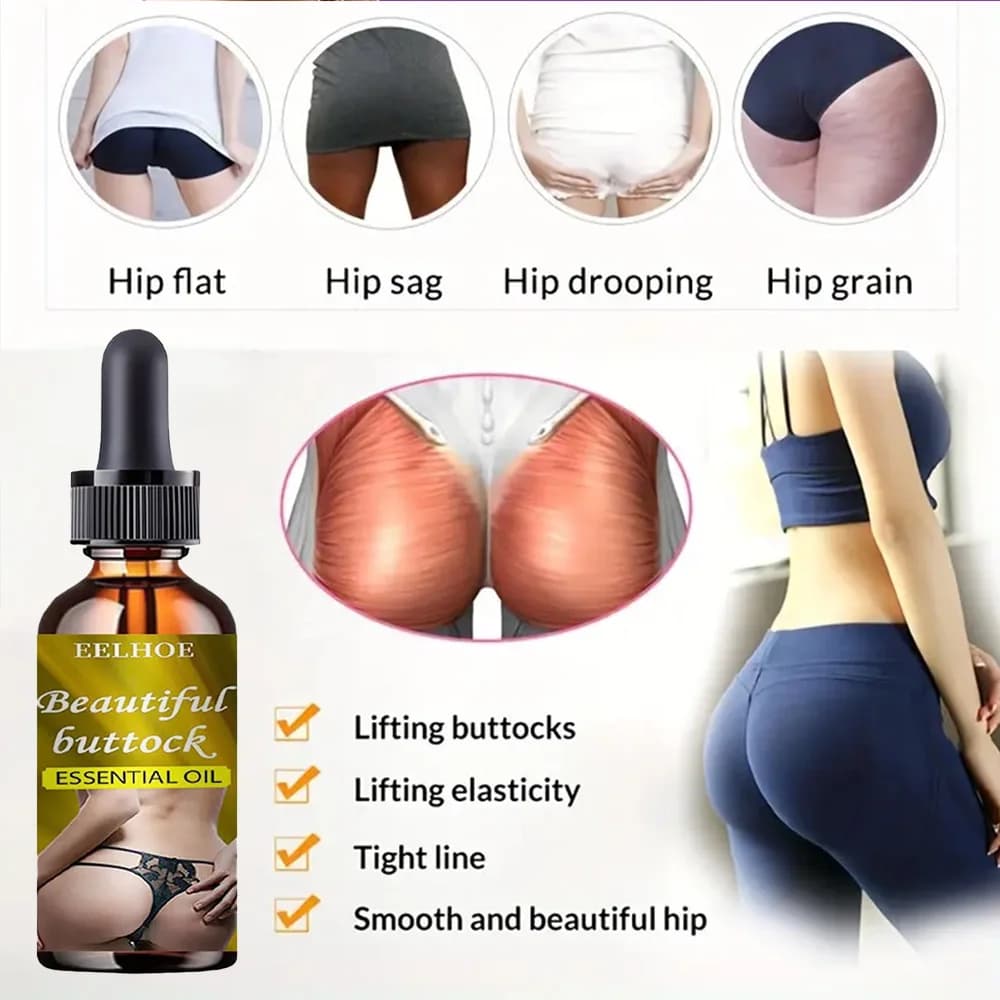 Crème pour Agrandissement des Fesses, Huile Essentielle Raffermissante, Gros Cul, Améliore la Croissance des Hanches, Raffermit la Profondeur, Soins du Corps Sexy pour Femme