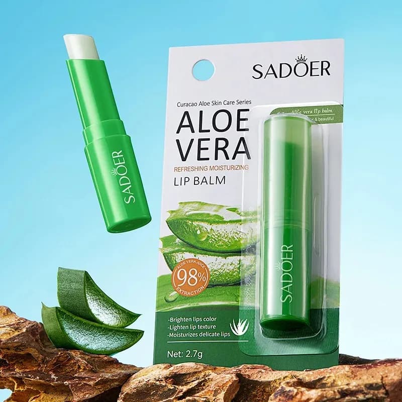 Baume à l'aloe vera pour les lèvres nourrissant, rafraîchissant, hydratant et hydratant, prévient les fissures et répare les lèvres douces et non irritantes