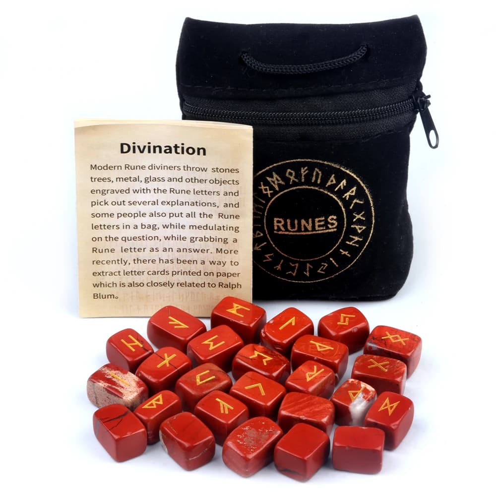 Ensemble de Runes de Sorcières avec Sac de Rangement, Clip Naturel Agat, Radiesthésie, Méditation, Équilibrage, Pierre de Guérison, Décor Porte-Bonheur, 25 Pièces