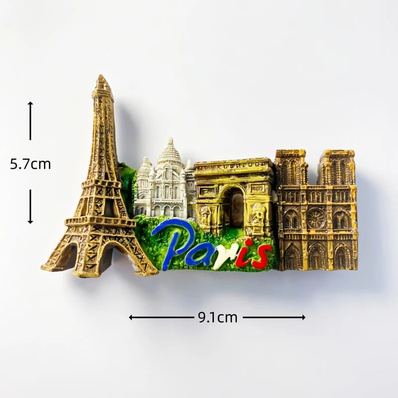 France, Paris, résine créative, dessiné à la main, Souvenir touristique, décoration 3D, artisanat, autocollants de réfrigérateur magnétiques, cadeaux