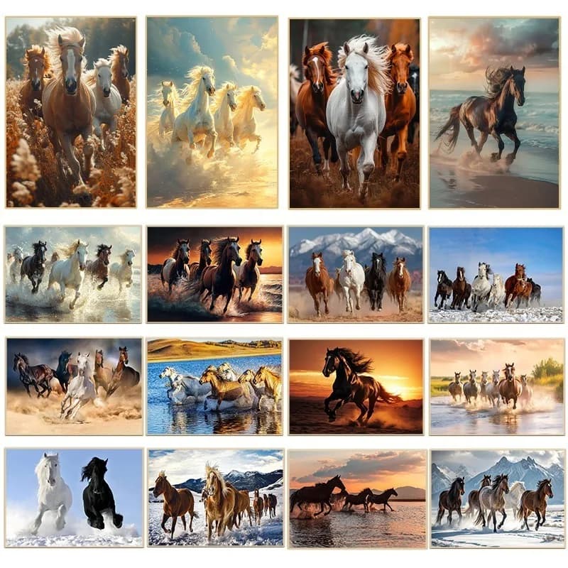 Affiche d'aquarelle de cheval sauvage élégant, portrait animal moderne, impressions sur toile, peintures murales, images pour le salon, décoration de la maison