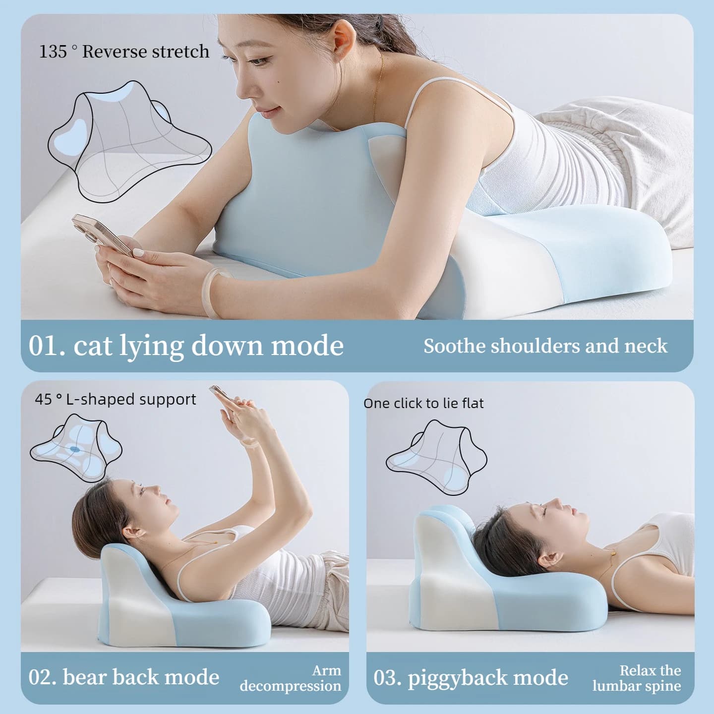 Oreiller de sommeil ergonomique en mousse à mémoire de forme pour le sommeil profond, soutien cervical confortable pour la colonne vertébrale