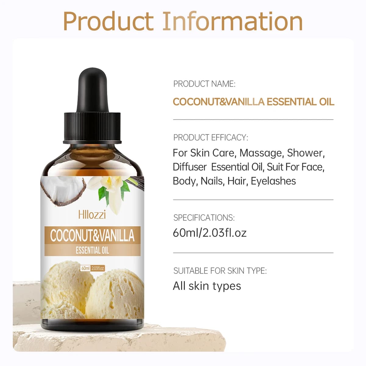Huile essentielle de noix de coco et de vanille