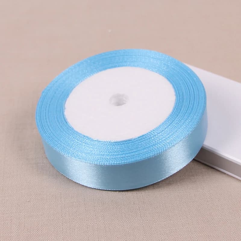 Rubans en satin de soie bleu ciel, 22 mètres/rouleau, pour artisanat, nœuds faits à la main, emballage cadeau, ruban décoratif pour mariage et noël, 6mm-75mm