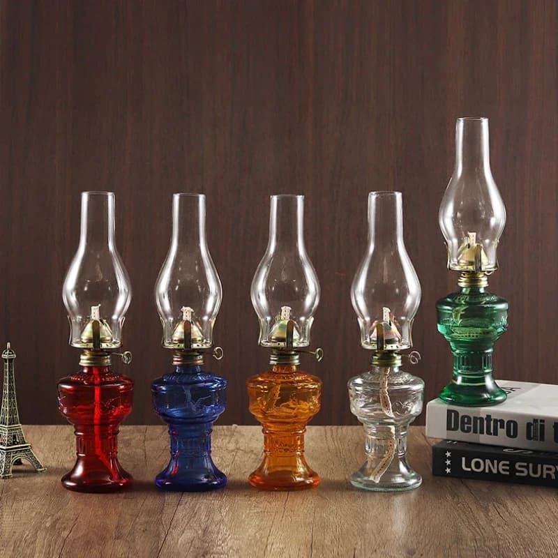 Lampe à huile rustique lanterne Vintage verre kérosène
