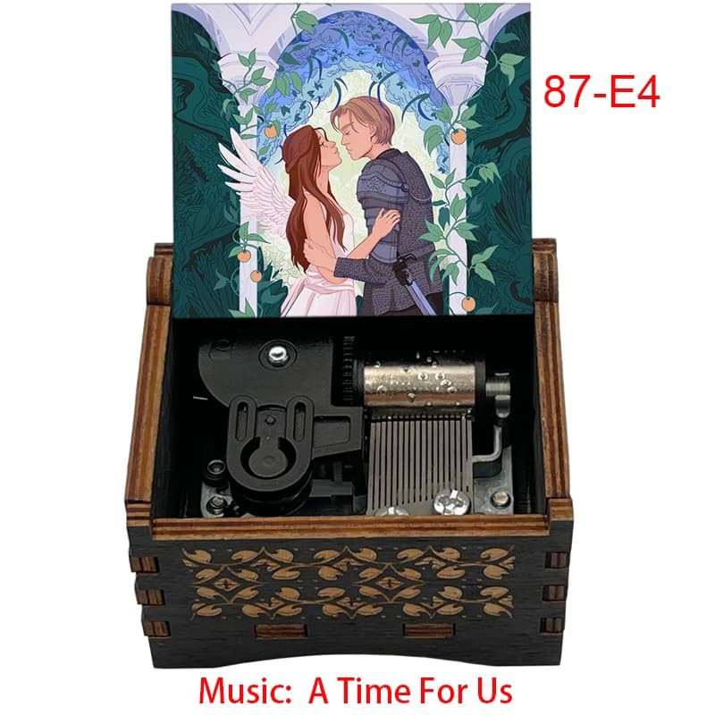 Boîte à musique en bois à manivelle, 18 notes, avec la chanson du film Roméo et Juliette, 'A Time For Us', cadeau souvenir pour la Saint-Valentin