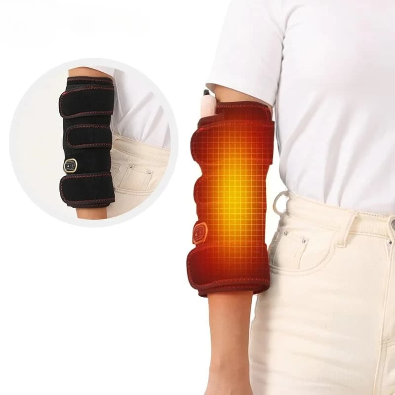 Enveloppe chauffante massante pour le coude - 3 niveaux de chaleur et de vibration pour la relaxation musculaire, le confort articulaire et les soins quotidiens pour les amateurs de fitness et les sen