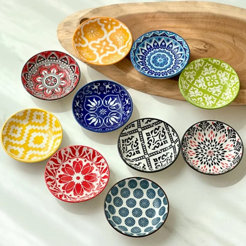 Assiettes à vinaigre en céramique bohème, plat d'assaisonnement pour Barbecue, Sashimi trempé, Sushi, Snack au soja, assiettes à Dessert aux fruits, vaisselle
