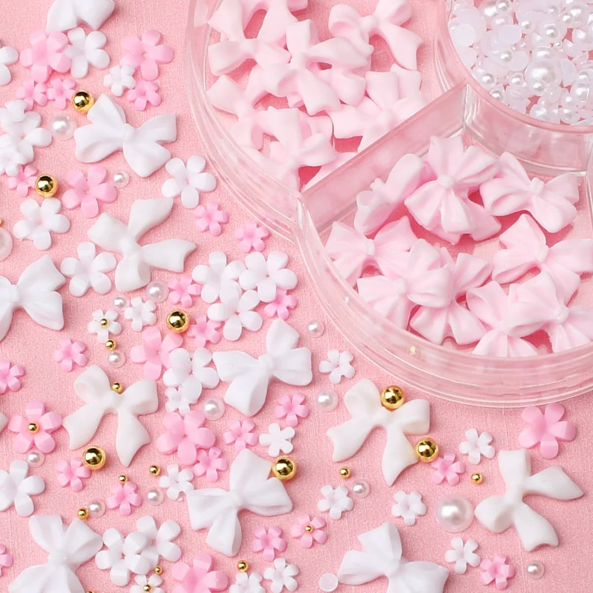 Kit de décorations pour ongles avec nœud floral 3D