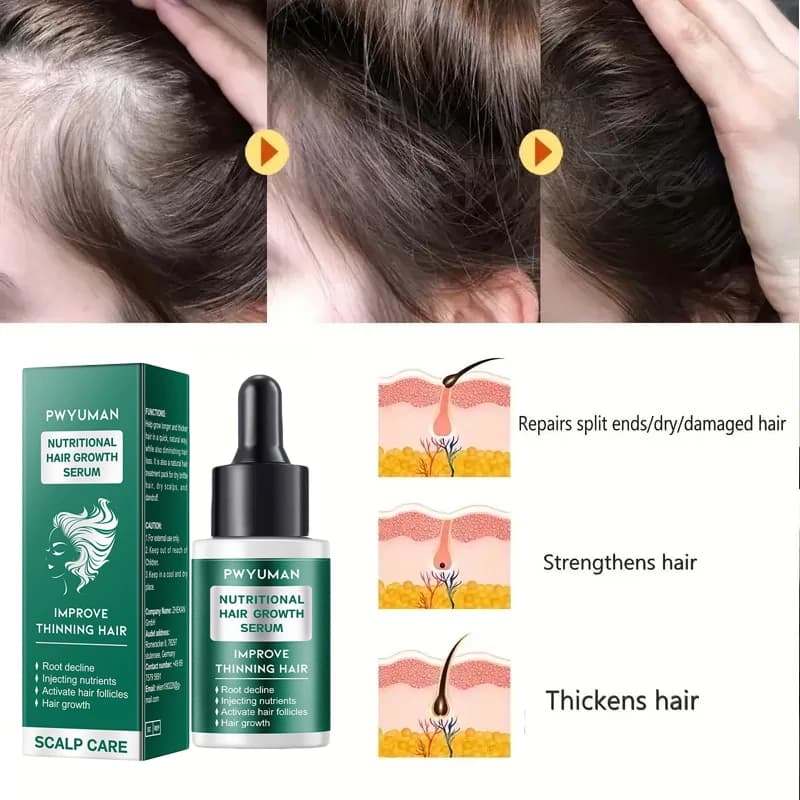 Sérum de croissance rapide des cheveux pour femmes et hommes, prévention de la perte de cheveux, repousse des cheveux, huile essentielle, réparation des racines des cheveux endommagés, soins capillair