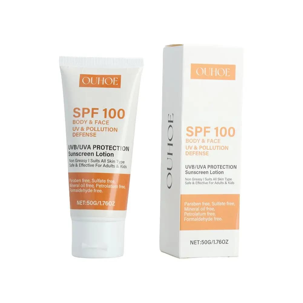 Crème solaire pour le corps Spf100 +, Non grasse, protection UV, contrôle de l'huile, crème solaire hydratante pour le visage, le cou et le corps, Bl B6X9