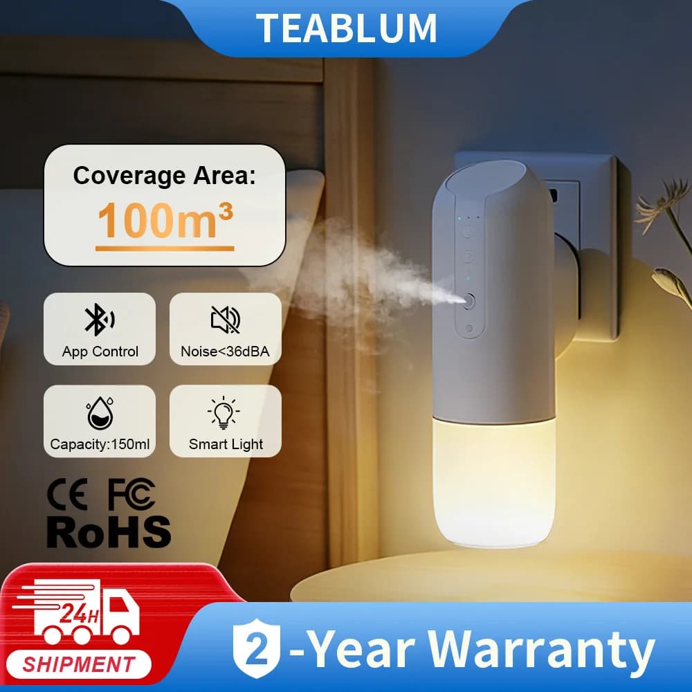 Diffuseur d'air intelligent automatique TEABLUM 100m³, diffuseur de parfum pour hôtel, maison et toilettes, diffuseur de parfum 150ml