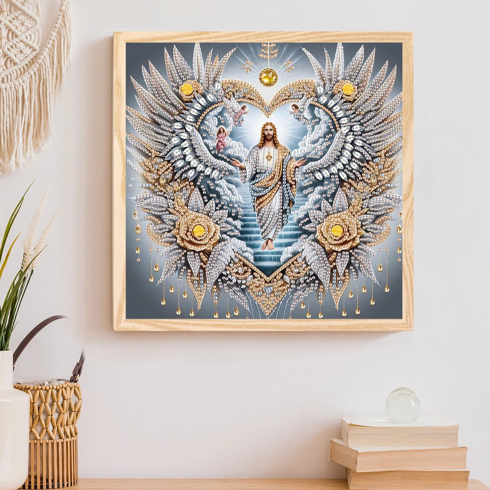 Kit d'art diamant de forme spéciale dieu et amour, bricolage pour débutant et adulte, Kits de peinture d'art diamant pour cadeaux de décoration murale de maison