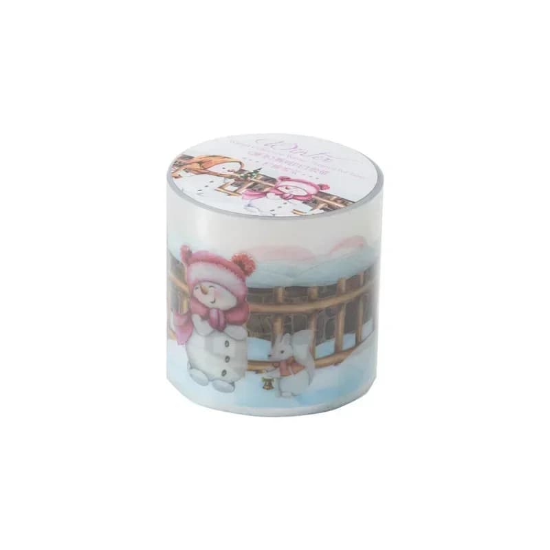 Ruban adhésif en l'horloge pour scrapbooking, thème d'hiver, paysage enneigé, matériel pour manuel, fournitures de papeterie, ruban adhésif, 1 rouleau, 2m, 40mm x 2m