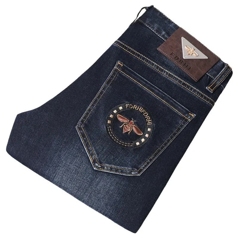 Jeans pour hommes automne printemps haut de gamme à la mode coupe ajustée pantalon moulant tout assorti lavé 2025