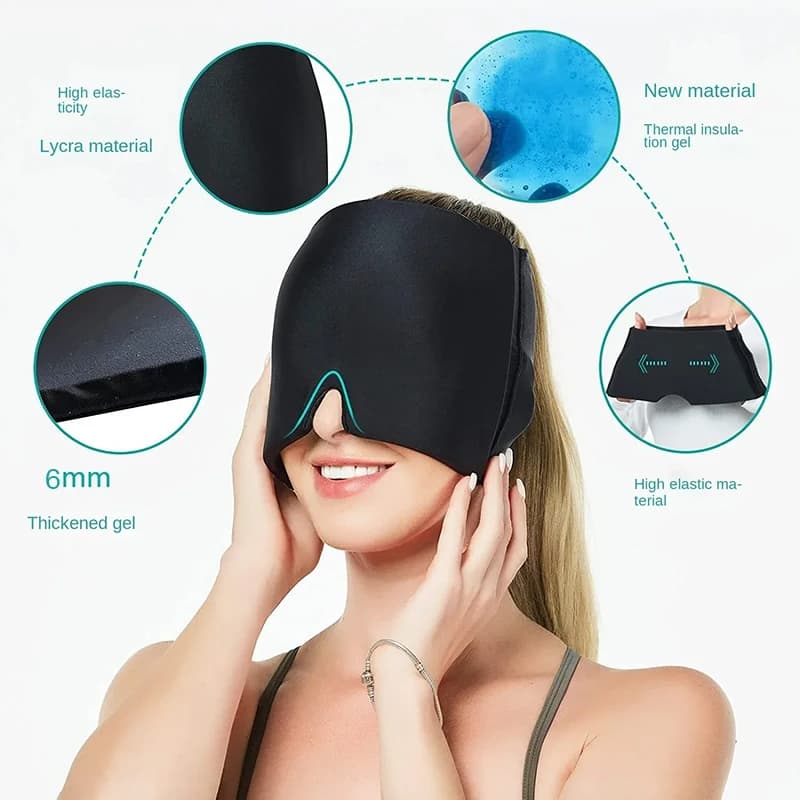 Pack d'enveloppement de tête de glace froide en Gel de Migraine, chapeau de soulagement des maux de tête, compresse, masque facial, outil de sommeil pour la Tension du Stress des Sinus