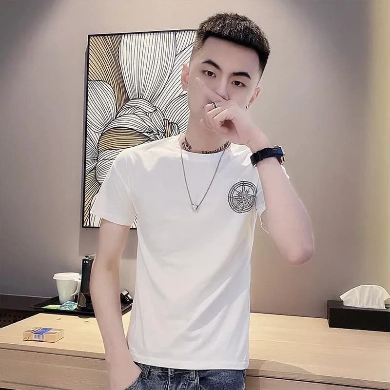 T-shirt blanc avec biscuits pour hommes, Streetwear, Vêtements rock, Goth, Grunge, Slim Fit, Basique, Pas cher, Cool, Top, 5XL