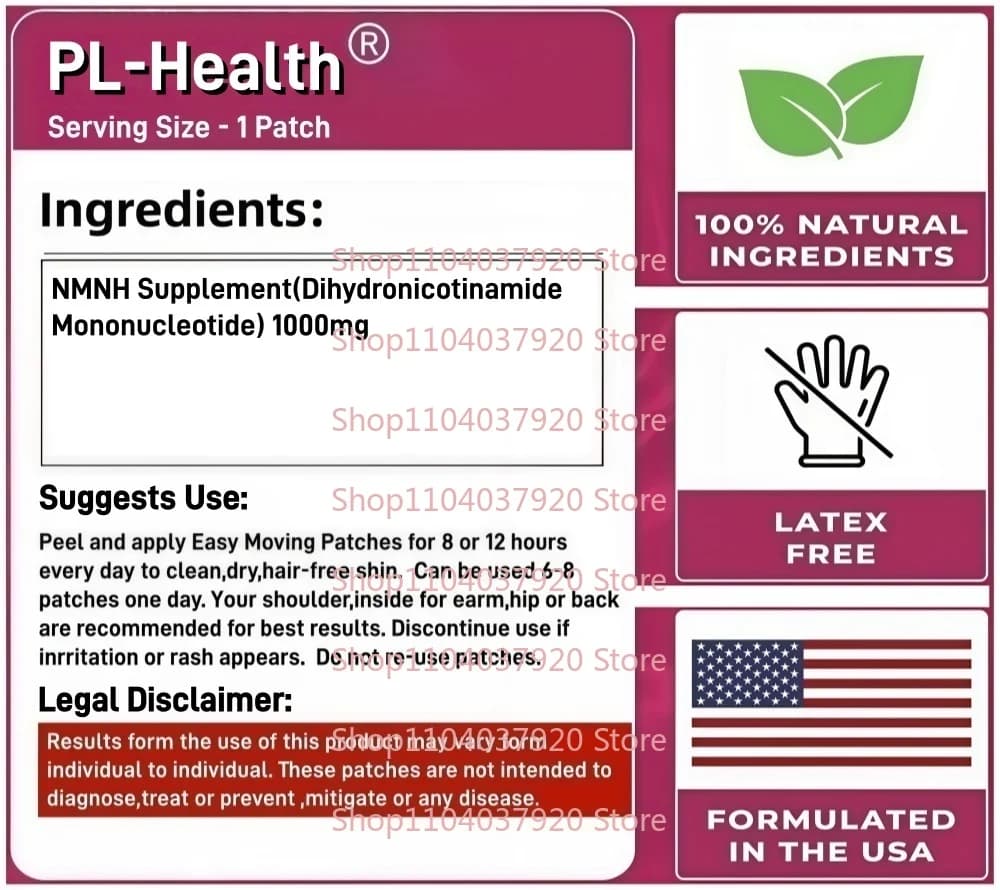 30 Patchs NMNH (Mononucléotide de Nicotinamide Dihydruréhydraté) Transdermiques – Soutient l'Énergie et la Santé Générale