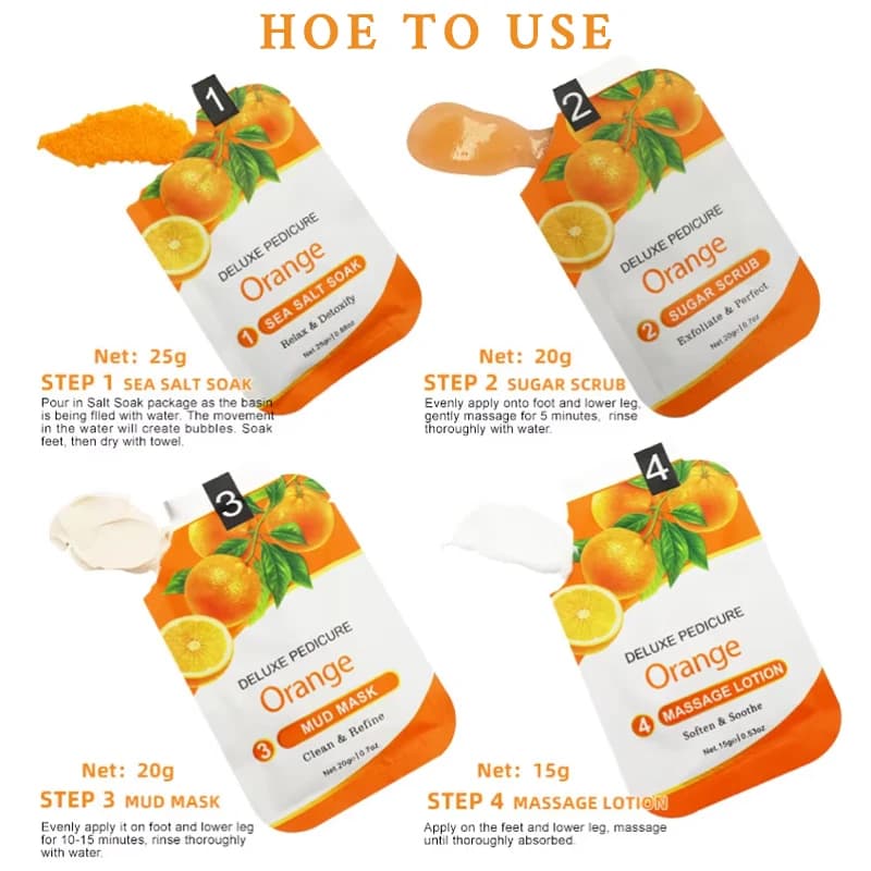 Ensemble de soins pour les pieds 4-en-1 : sels de bain pour les pieds, gommage exfoliant, crème et masque pour les pieds. Ensemble de bain de pieds 4 pièces, soin des pieds à domicile