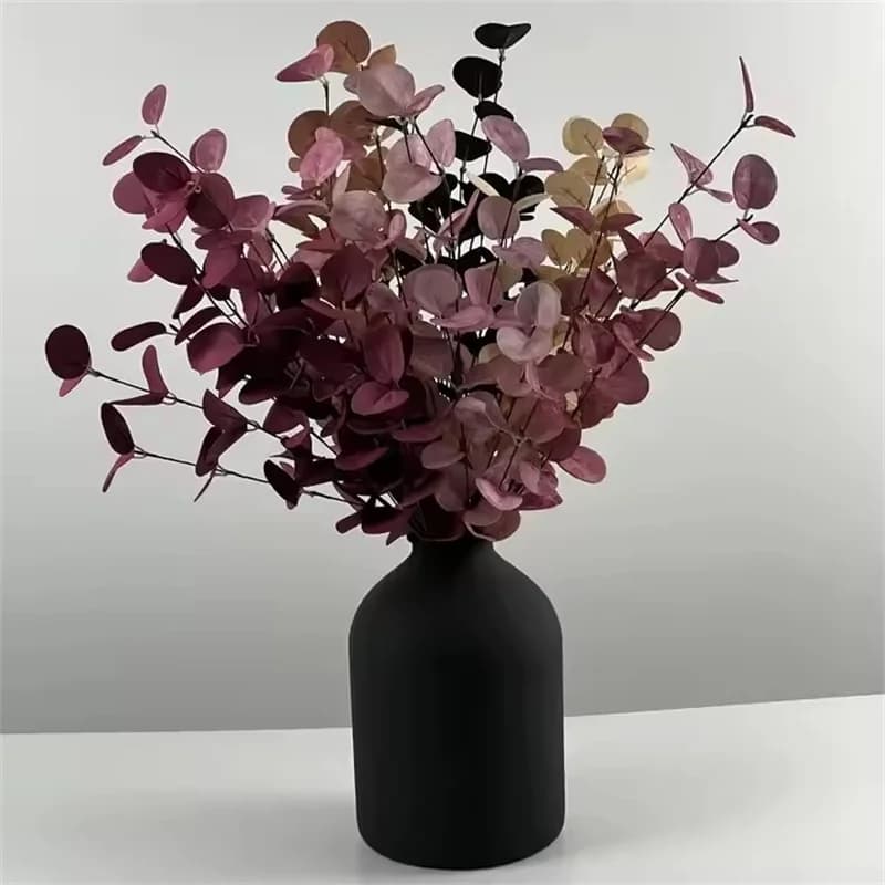 5 pièces de feuilles d'eucalyptus artificielles en PE de haute qualité pour la décoration de la maison