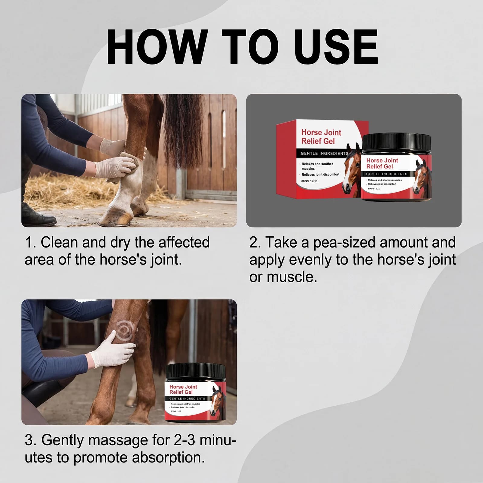 Gel pour les muscles et les articulations des chevaux avec calendula naturelle Q10