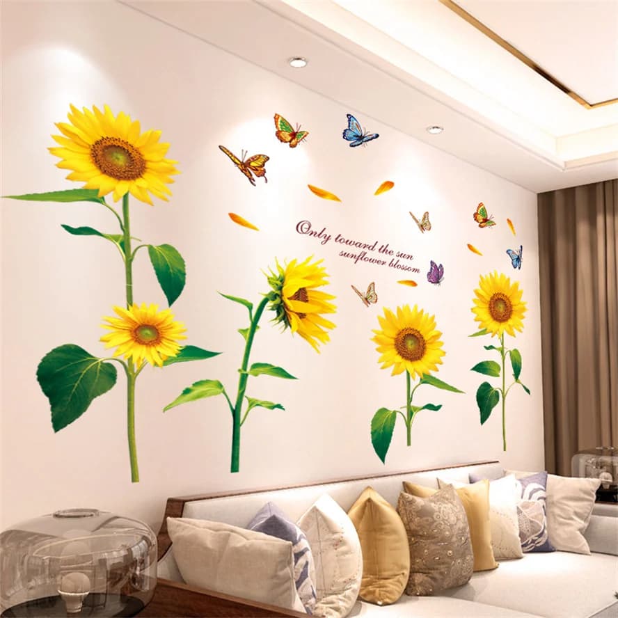 Autocollants muraux violets lavande pour salon, sparadrap muraux auto-adhésifs à fleurs et papillons, décorations murales pour chambre à coucher et maison, DIY bricolage