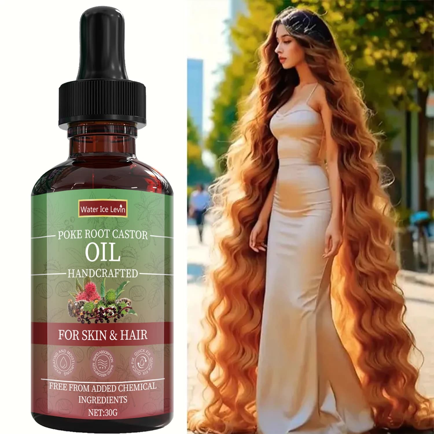 Huile de Ricin à la Racine de Poke pour Peau et Cheveux - Mixte Naturel Artisanal, Hydratation Profonde, Nutrition Hivernale, Sans Produits Chimiques